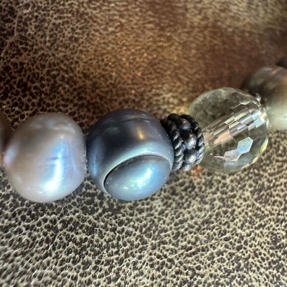 Andrea 925 Sterling Silver Baroque Freshwater Pearl Necklace Multicolor 19” - Picture 3 of 6